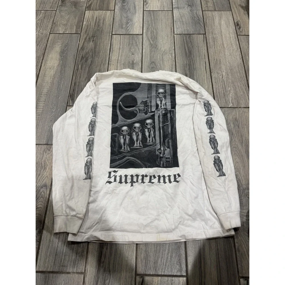 Supreme Skeletal Alien Graphic Long Sleeve T-Shirt Men's Size L Made in USA